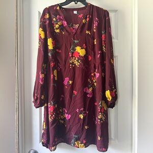 Floral Burgundy Dress
